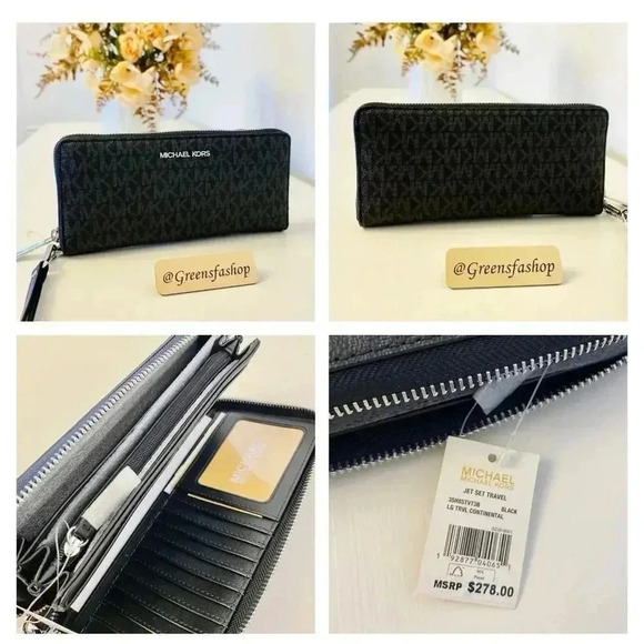 Michael Kors Purse & wallet Charlotte Top Zip Tote shoulder bag black signature - Picture 10 of 11